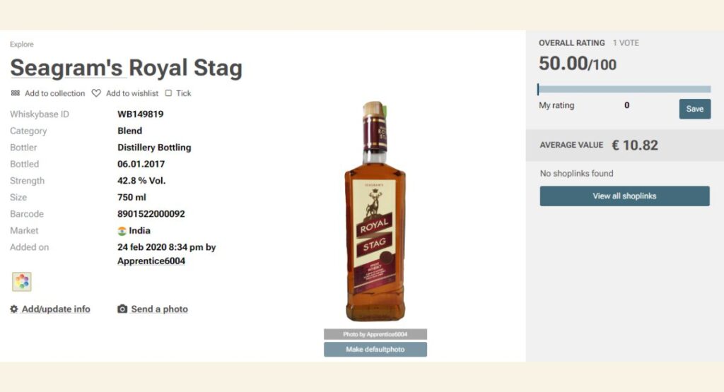 Royal Stag Whisky Ratings